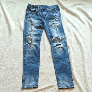 American Eagle Outfitters Blue Skinny Jeans Distressed